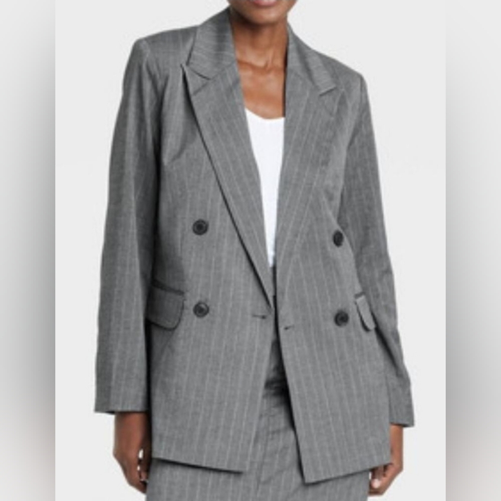 A New Day Women's Charcoal Pinstripe Blazer